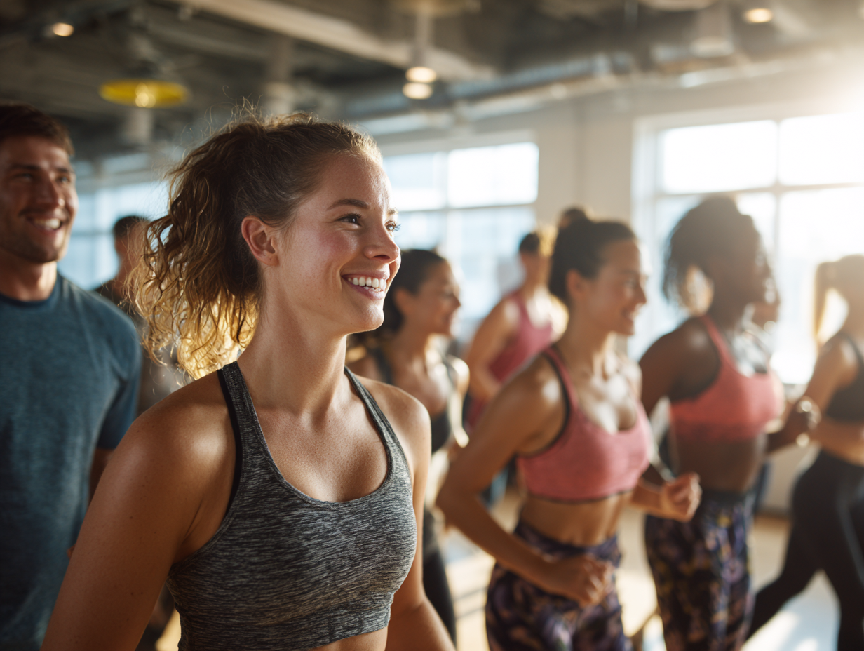 Група людей різного віку під час групового тренування